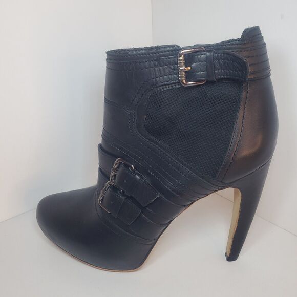 Sam Edelman Boots Womens Sz 9 Kenley High Heels Ankle Booties Black Leather Zip - Picture 1 of 13